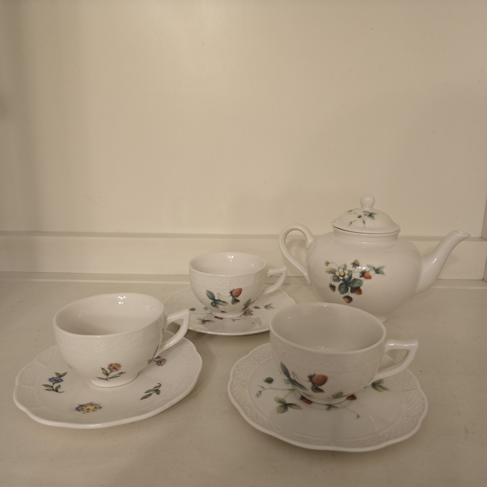 ⭐️40% Off⭐️ Vintage Style Floral Garden Teapot and 3 Teacups Set